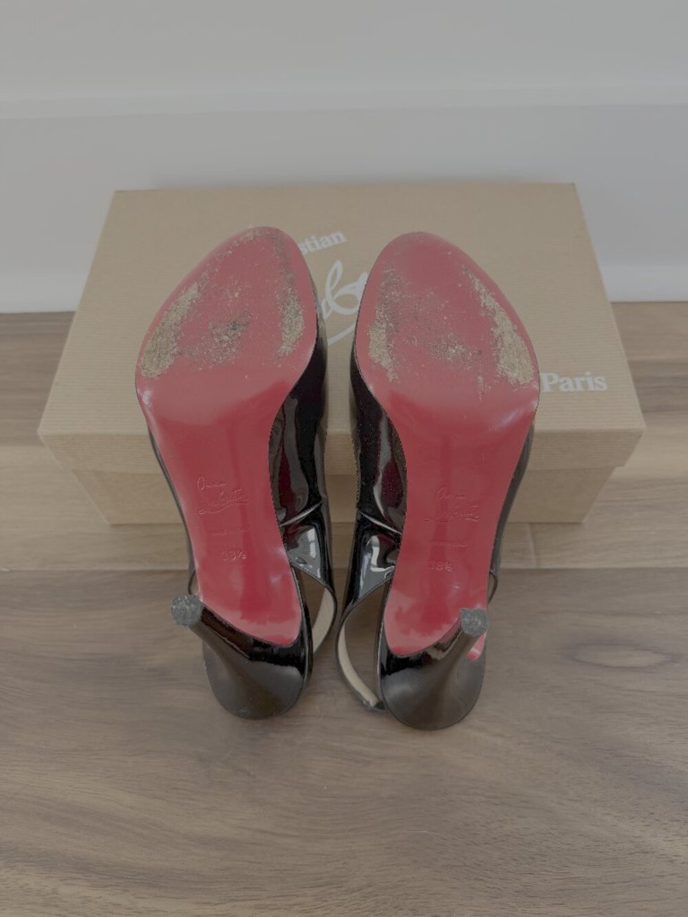 Christian Louboutin | No Privé Patent Slingback Heels - Size 38.5 - Picture 5 of 6